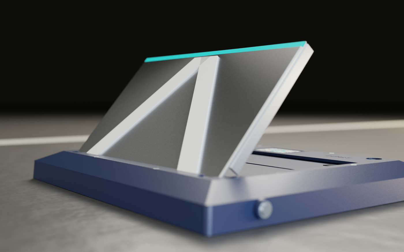 Close on the blocker housing showing the QR label