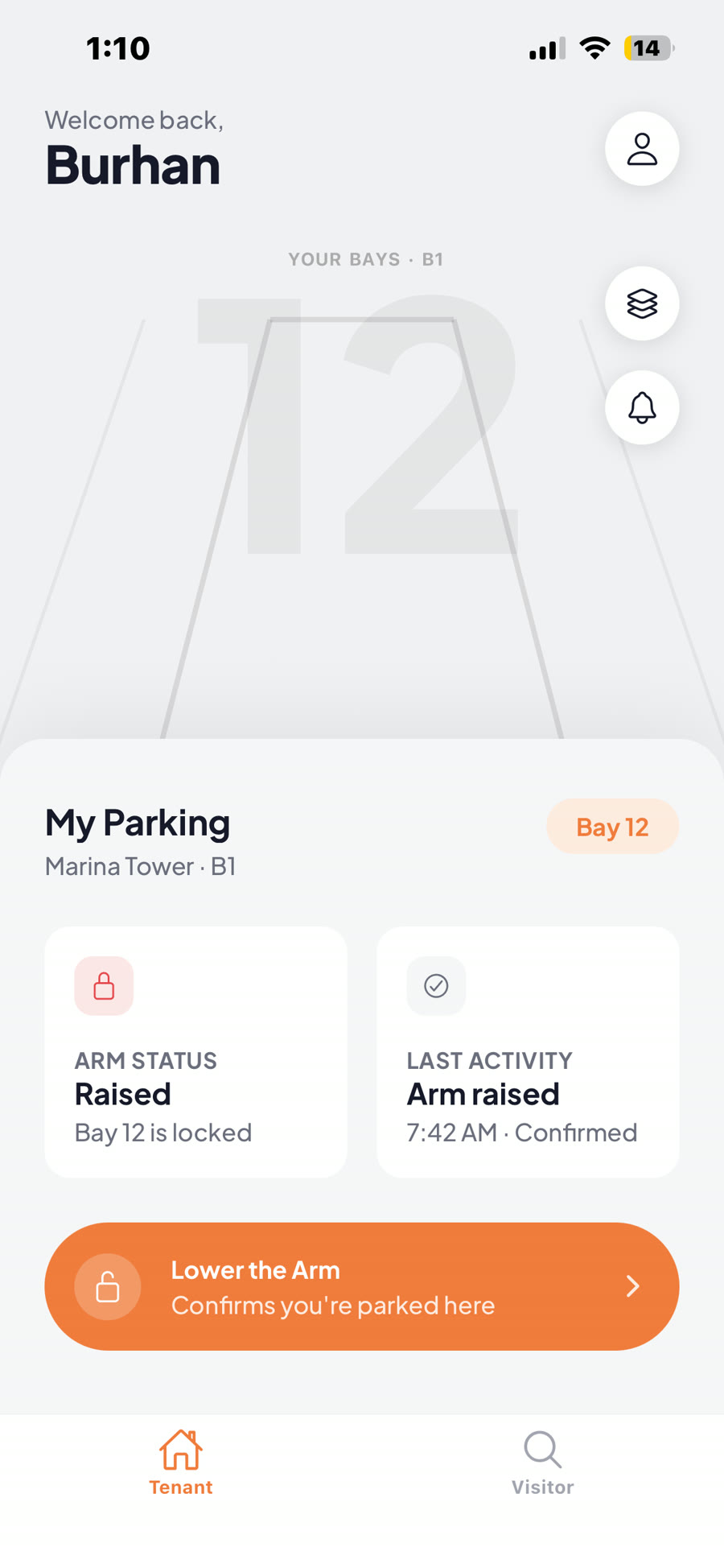 Resident app active reservation screen